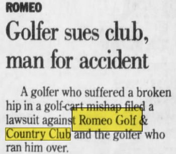 Romeo Golf & Country Club - Feb 1999 Lawsuit Golfer Hit By Cart (newer photo)